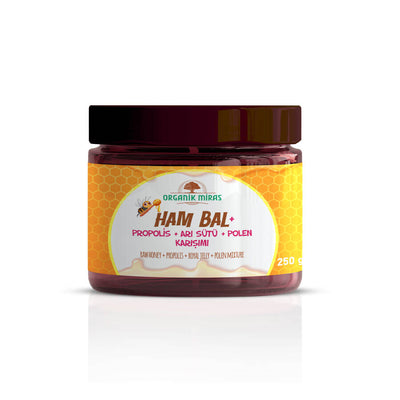 Rauwe Honing met Propolis, Koninginnengelei & Pollen 250gr