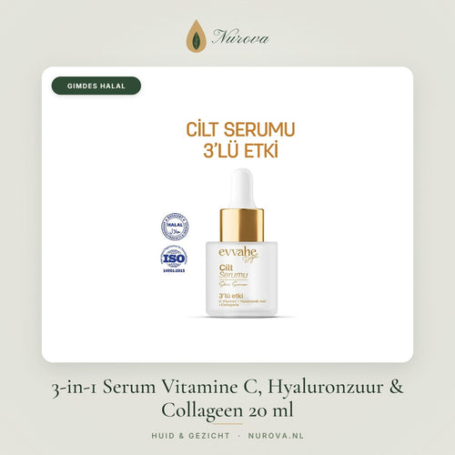 3-in-1 Serum Vitamine C, Hyaluronzuur & Collageen 20 ml – Nurova
