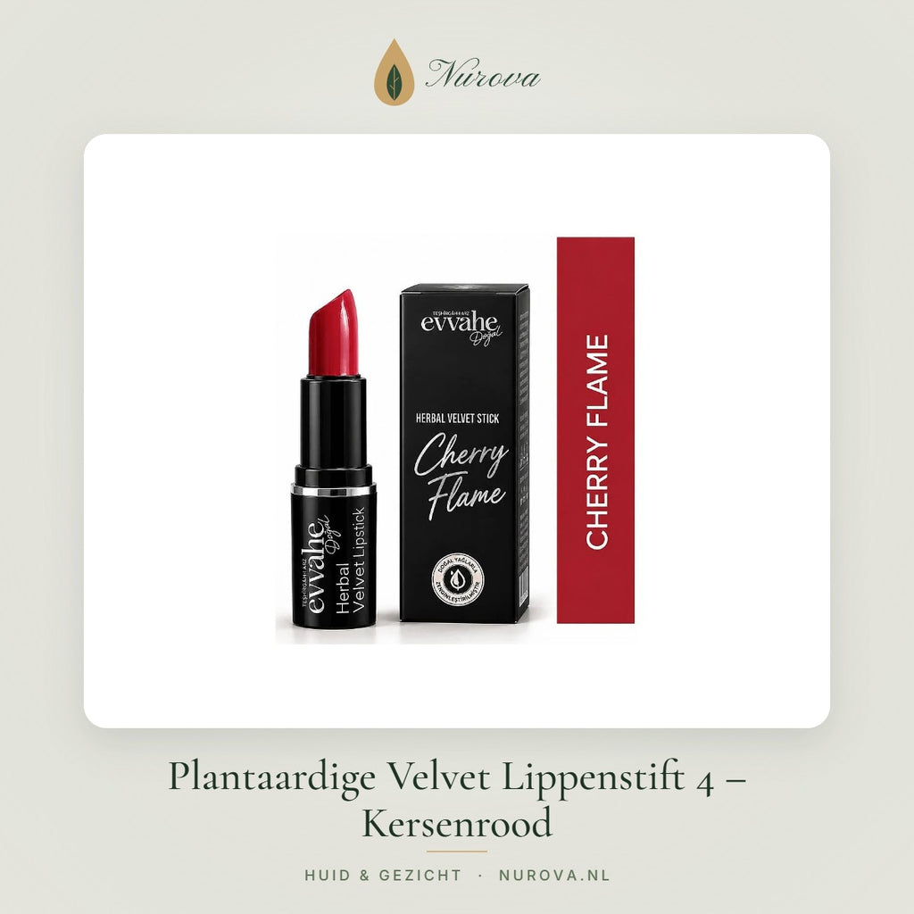 Plantaardige Velvet Lippenstift 4 – Kersenrood – Nurova
