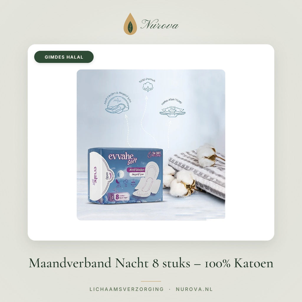Maandverband Nacht 8 stuks – 100% Katoen – Nurova